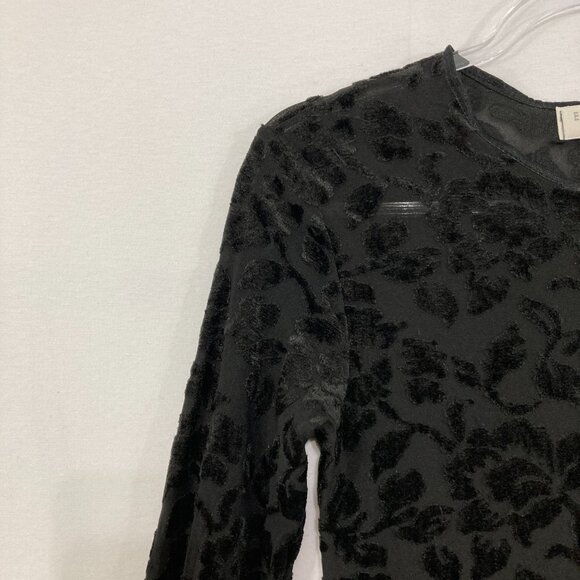 Vintage Express Tricot Medium Black Velvet Dark Romantic Y2K Top Whimsigoth - Picture 3 of 8